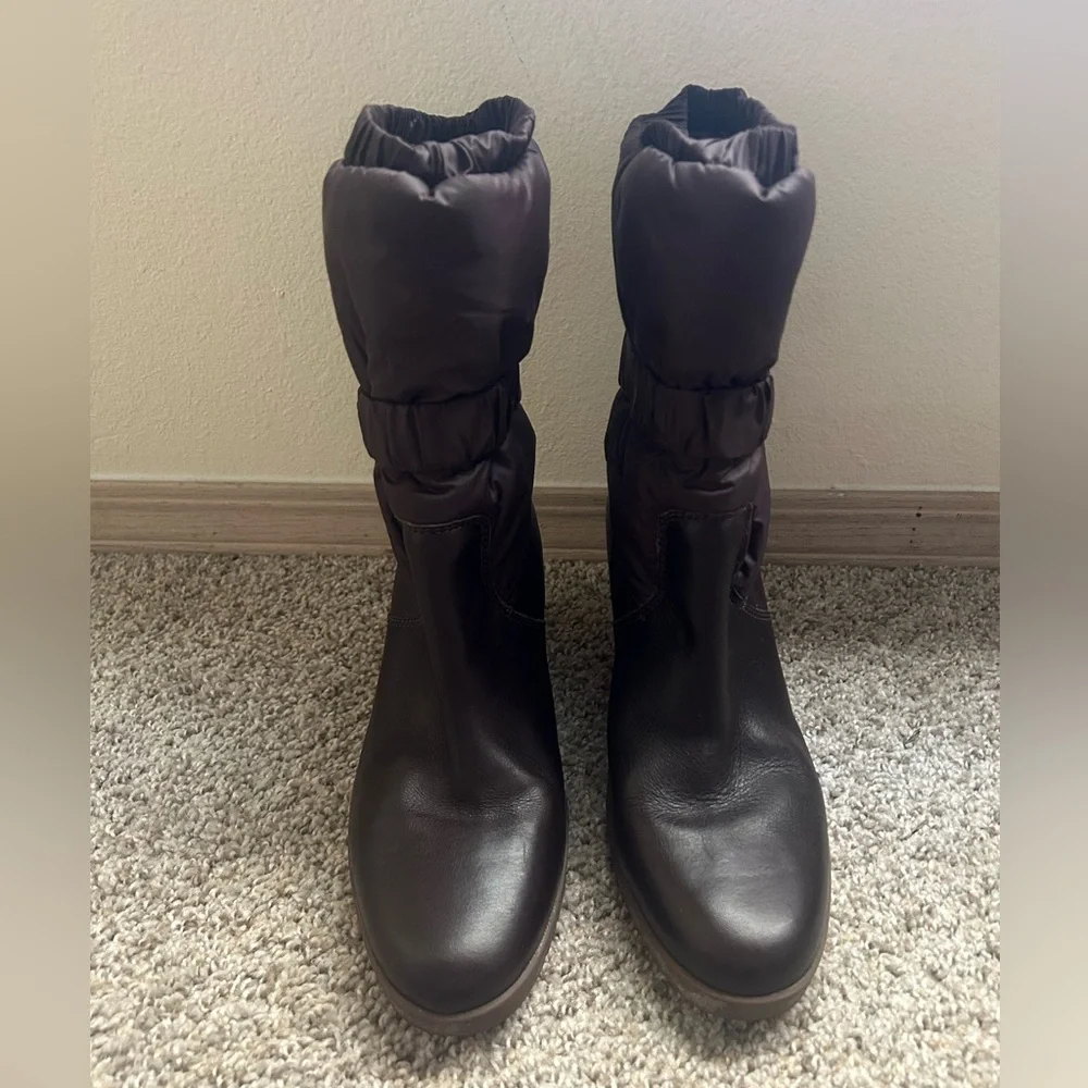 UGG Australia Cassidy Leather Puffy Brown Wedge Winter Boots Women's Size 9 Rain